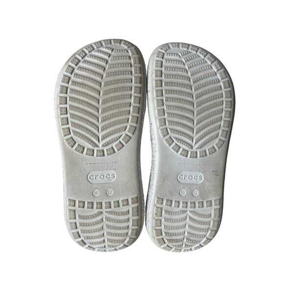 UNISEX CROCS PLATFORM CLOGS SILVER GLITTER WOMENS SIZE 12, MEN SIZE 10 - Picture 9 of 9